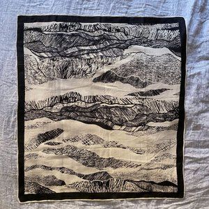 Linen Black & Light Grey Gauzy Scarf